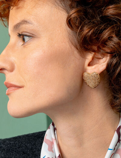 Boucles d'oreilles avec strass vieux rose femme
