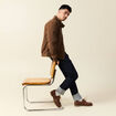 Blouson zippé col montant marron homme