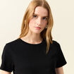 T-shirt cintr&eacute; col rond manches courtes noir femme