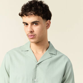 Chemise manches courtes vert olive homme