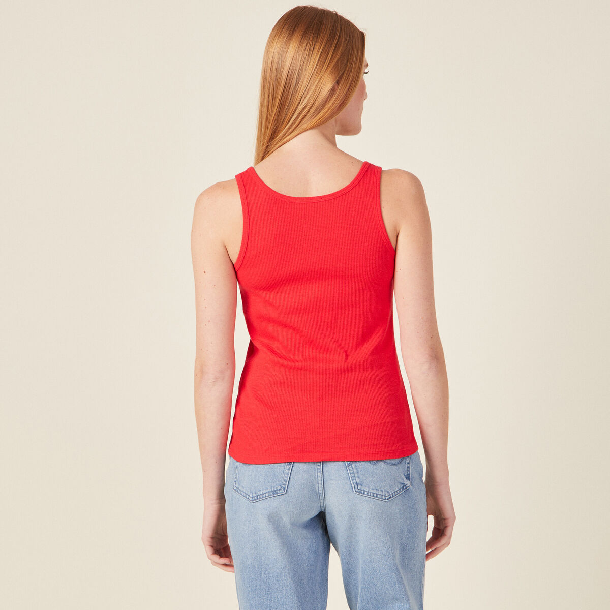 Débardeur bretelles larges rouge foncé femme