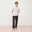 Col en maille coton manches courtes ecru homme