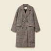 Manteau oversize col montant gris fonc&eacute; femme