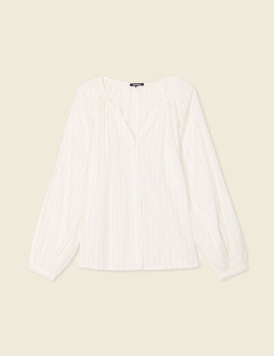 Blouse manches longues ecru femme