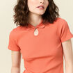 Polo manches courtes orange foncé femme