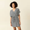 Robe droite fluide ceinturée bleu femme