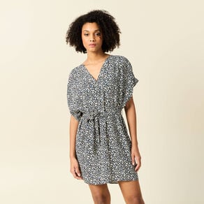 robe droite fluide ceinturee bleu femme Robe droite fluide ceinturée bleu femme