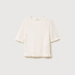 Pull ajour&eacute; droit manches courtes ecru femme
