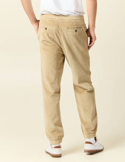 Pantalon jogger velours côtelé beige homme