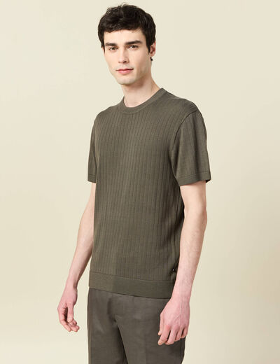 T-shirt manches courtes vert fonc&eacute; homme
