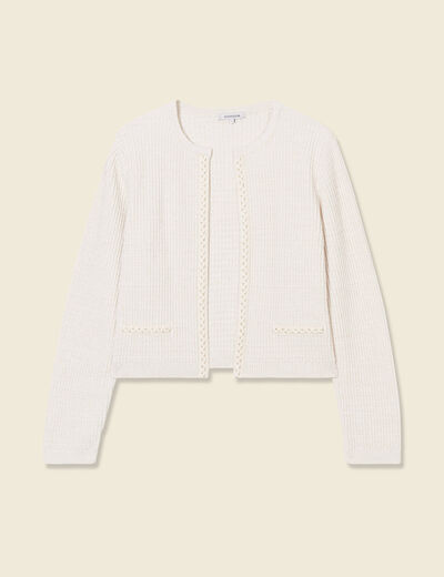 Gilet manches longues creme femme