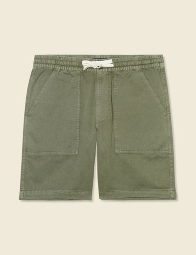 Bermuda droit à coulisse vert kaki homme