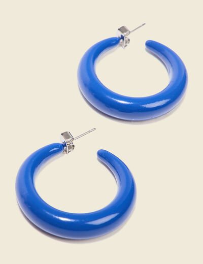 Boucles d'oreilles créoles bleu electrique femme