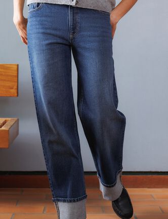 Jeans straight taille standard denim brut femme