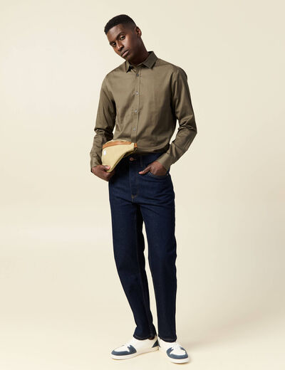Chemise manches longues vert kaki homme