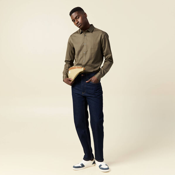 Chemise manches longues vert kaki homme