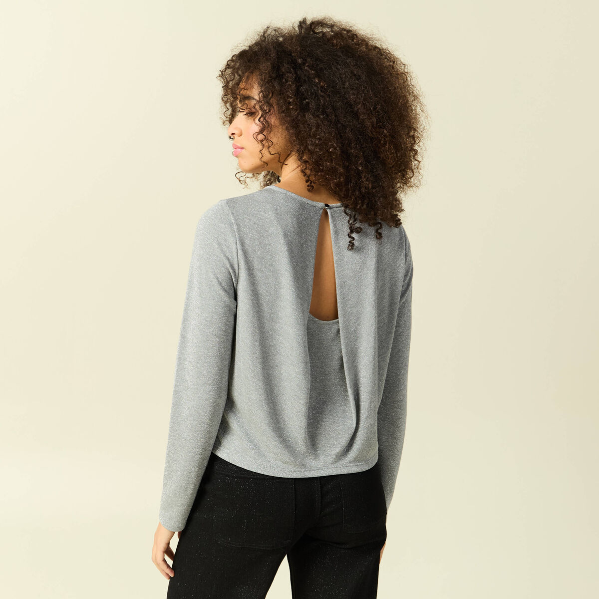 T-shirt manches longues gris femme