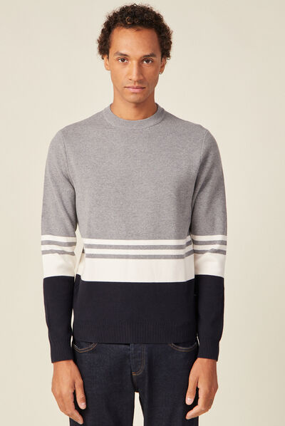 Pull col rond éco-resposnable gris foncé homme