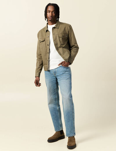 Blouson boutonné vert kaki homme