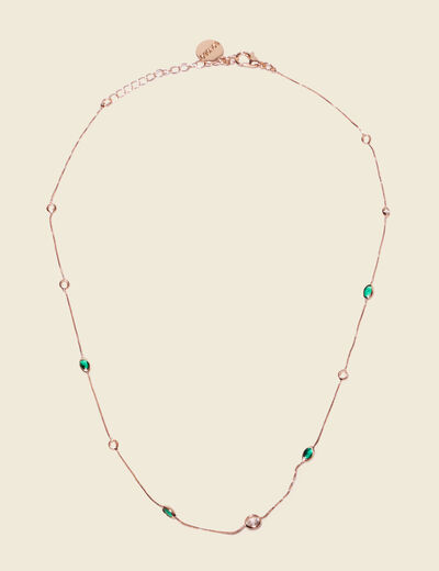 Collier avec perles vert olive femme