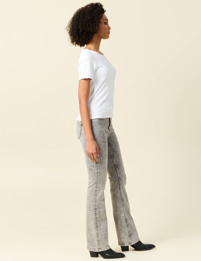 T-shirt manches courtes côtelé blanc femme
