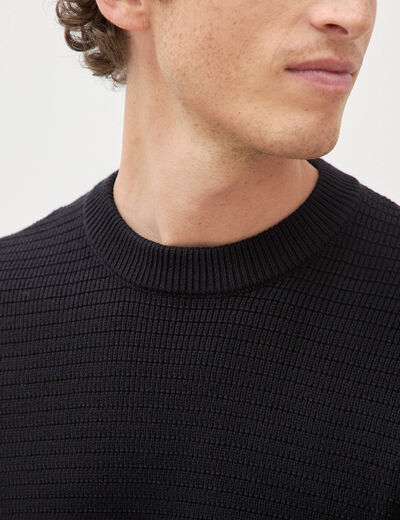 Pull col rond manches longues noir homme