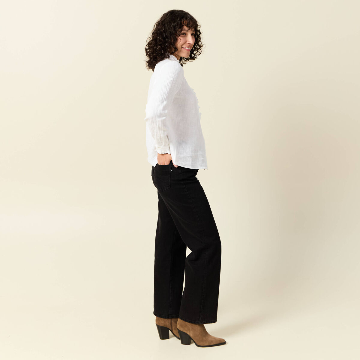 Chemise manches longues blanc femme