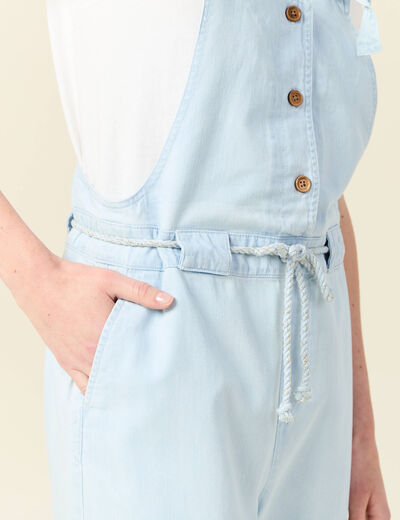 Salopette en denim denim bleach femme