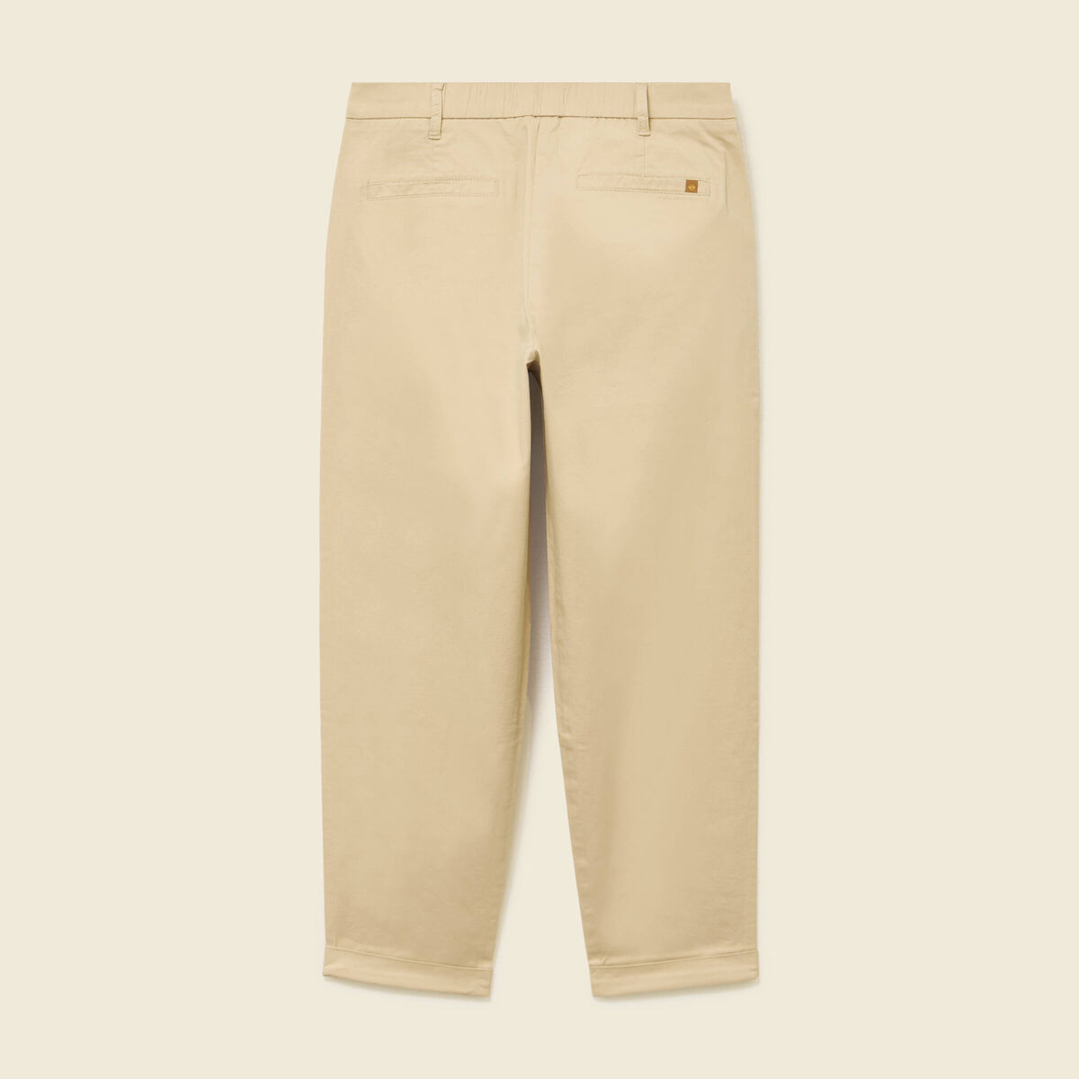 Pantalon taille haute fluide marron clair femme