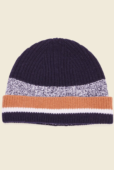 Bonnet tricoté bleu marine homme