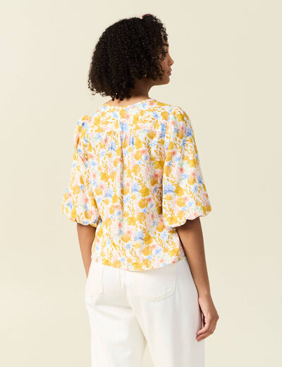 Blouse manches courtes multicolore femme
