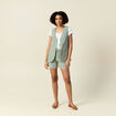 Short droit avec pinces vert kaki femme