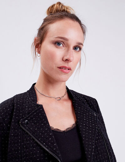 Collier chaîne gris argent femme