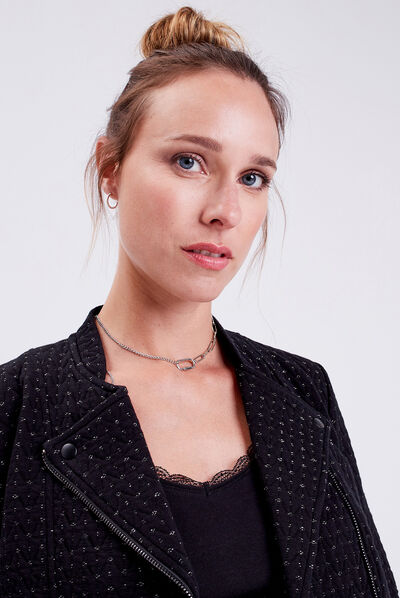 Collier chaîne gris argent femme