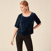 Blouse velours éco-responsable bleu canard femme