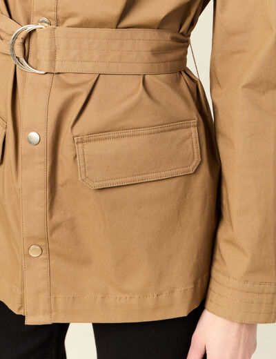 Veste saharienne cintrée vert kaki femme