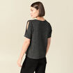 T-shirt manches courtes brillant noir femme