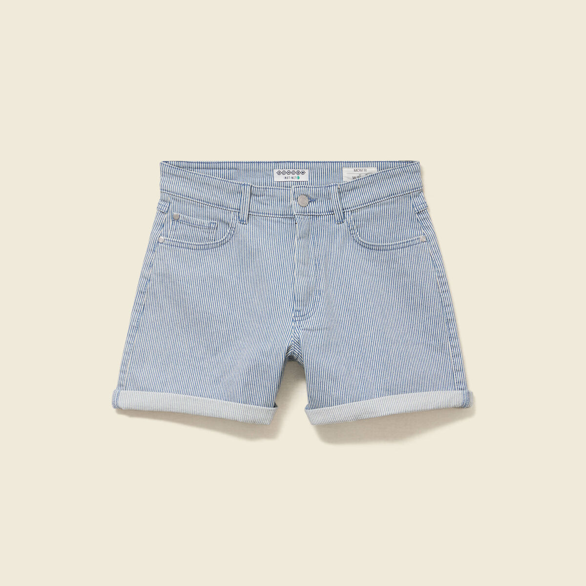 Short mom taille haute en jeans bleu marine femme