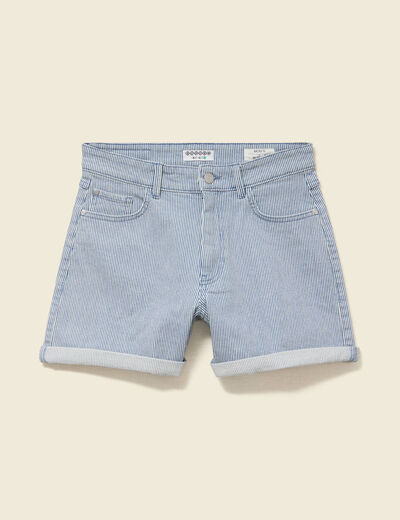 Short mom taille haute en jeans bleu marine femme