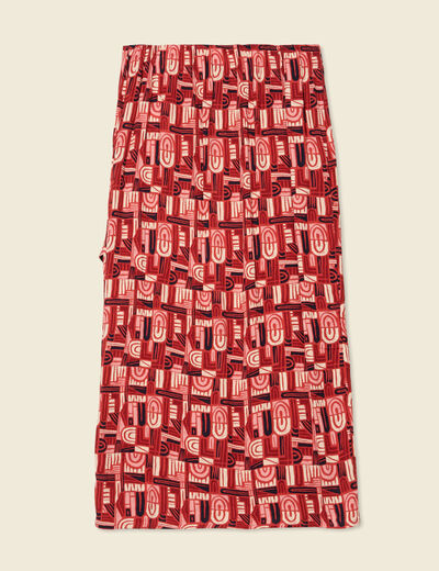 Jupe midi portefeuille fluide rouge foncé femme