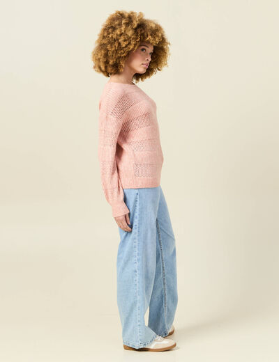 Pull manches longues rose saumon femme