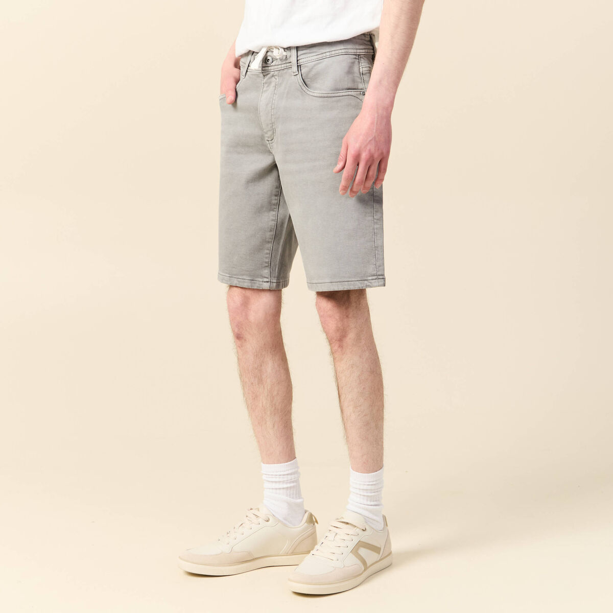 Bermuda en jeans denim gris homme