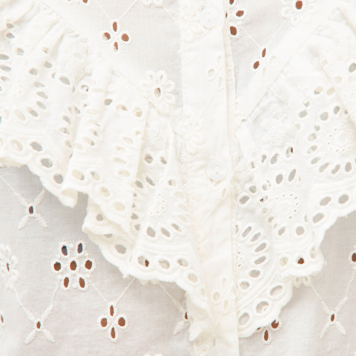 Chemise en coton avec dentelle ecru femme