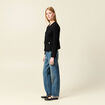 Veste manches longues en tweed noir femme