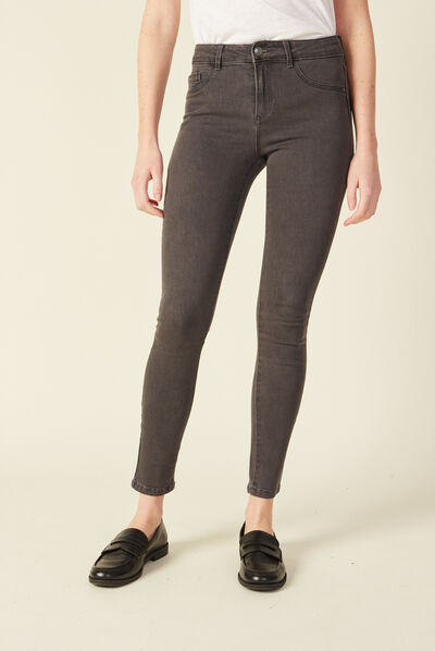 Jeans skinny 7/8ème gris foncé femme