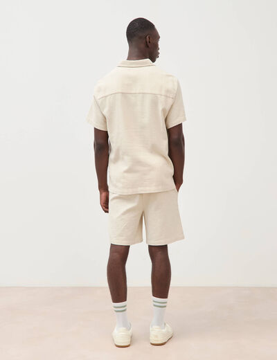 Chemise manches courtes col am&eacute;ricain sable homme