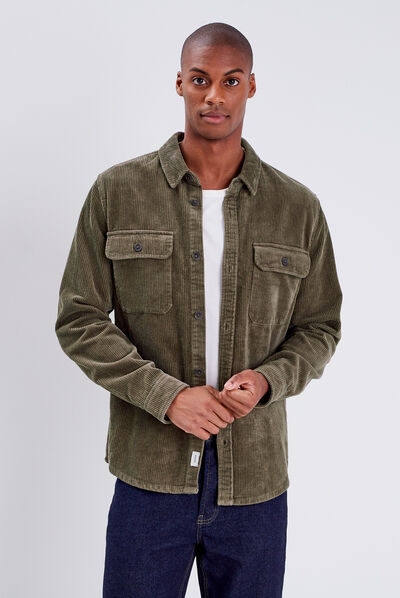 Surchemise manches longues taupe homme