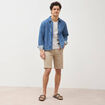 Pull fin en coton manches longues ecru homme