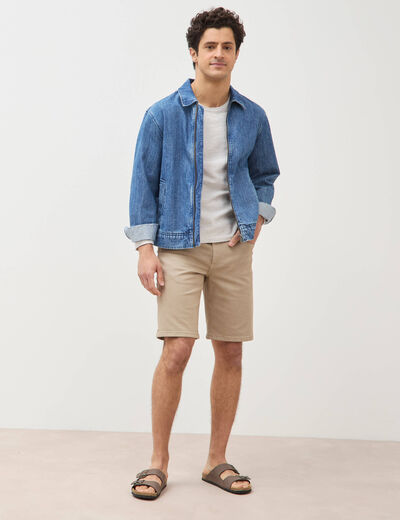 Pull fin en coton manches longues ecru homme