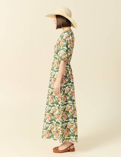Robe longue évasée blanc femme